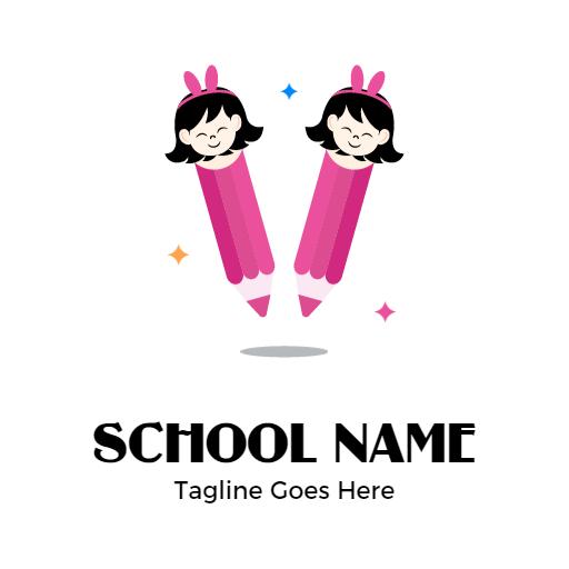Playful Pink Crayon Design Encouraging Learning in School Logo Template