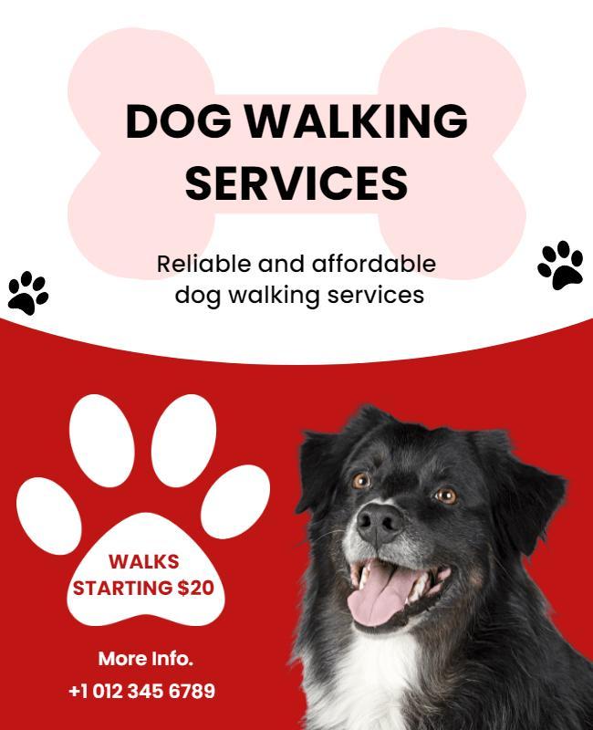 Playful Pink Dog Walking Services Advertisement Poster Template