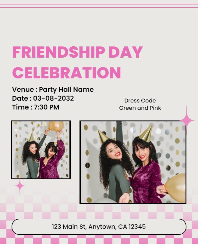 Playful Pink Friendship Day Celebration Poster Template