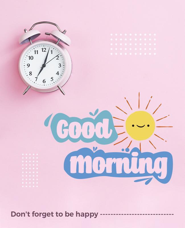 Playful Pink Good Morning Reminder Poster Template