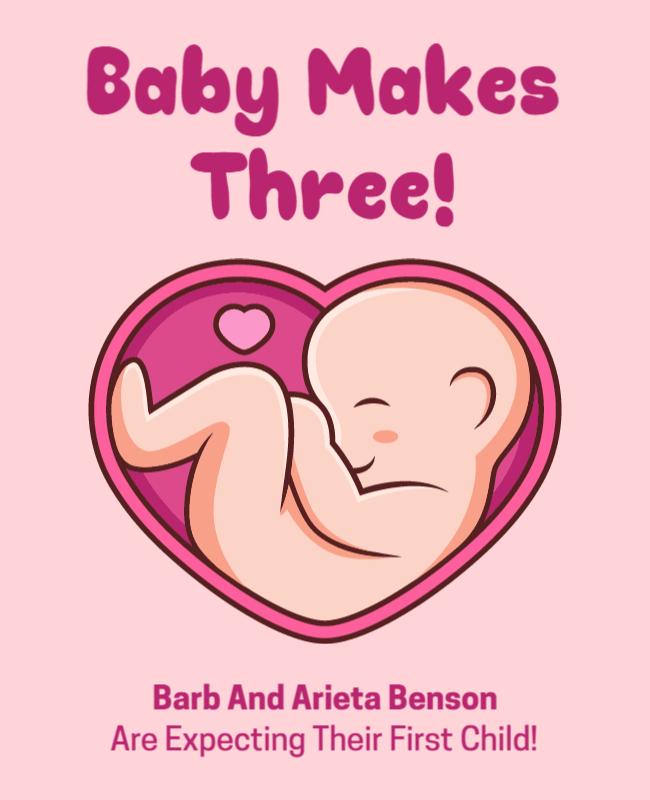 Playful Pink Heart Baby Announcement Flyer Template