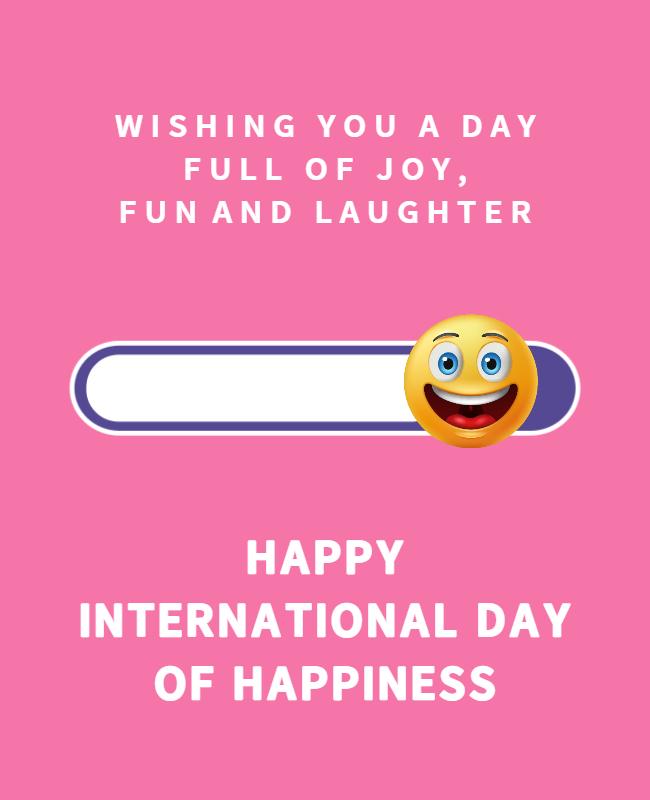 Playful Pink International Day of Happiness Greeting Poster Template
