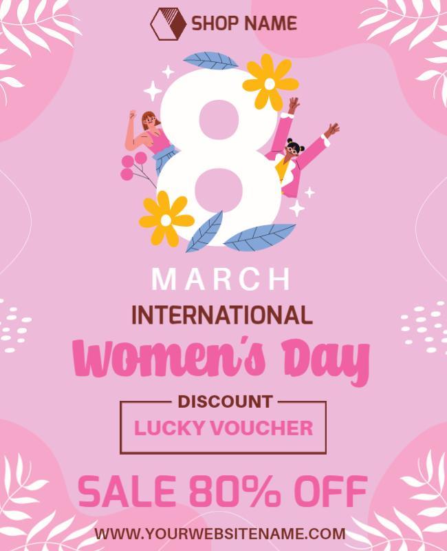 Playful Pink International Women's Day Sale Poster Template