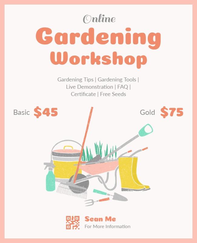 Playful Pink Online Gardening Workshop Information Poster Template