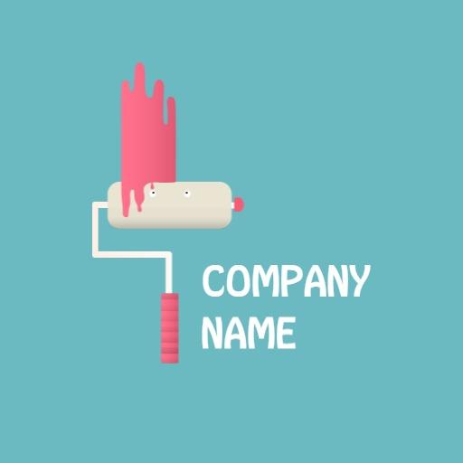Playful Pink Paint Roller Design for Cartoon Services Logo Template