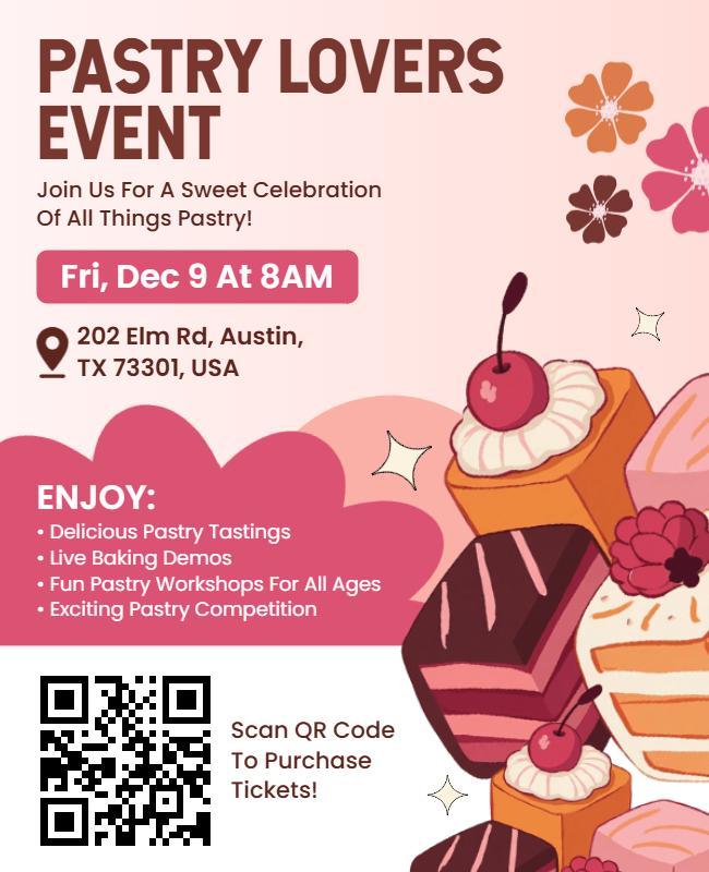 Playful Pink Pastry Lovers Event Flyer Template