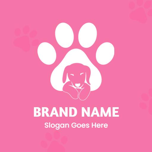 Playful Pink Paw Print Illustrating Dog Care Logo Template