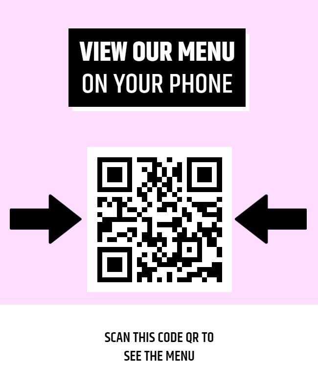 Playful Pink QR Code Menu Access Poster Template
