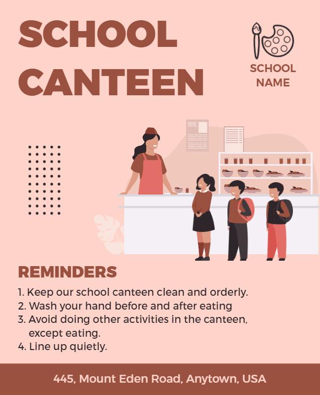 Playful Pink School Canteen Safety Reminder Poster Template