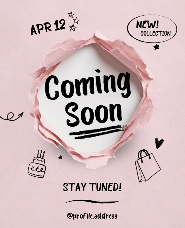 Playful Pink Torn Paper Event Notification Poster Template