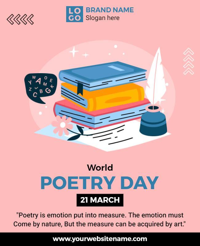 Playful Pink World Poetry Day Celebration Poster Template