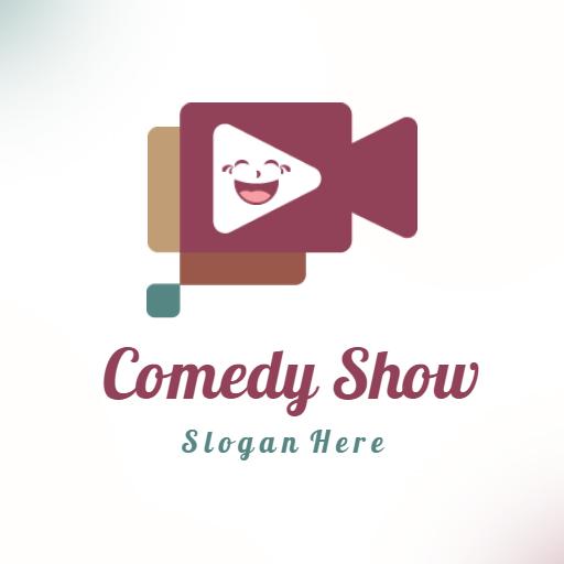 Playful Purple and Brown Themed Comedy Show Logo Template