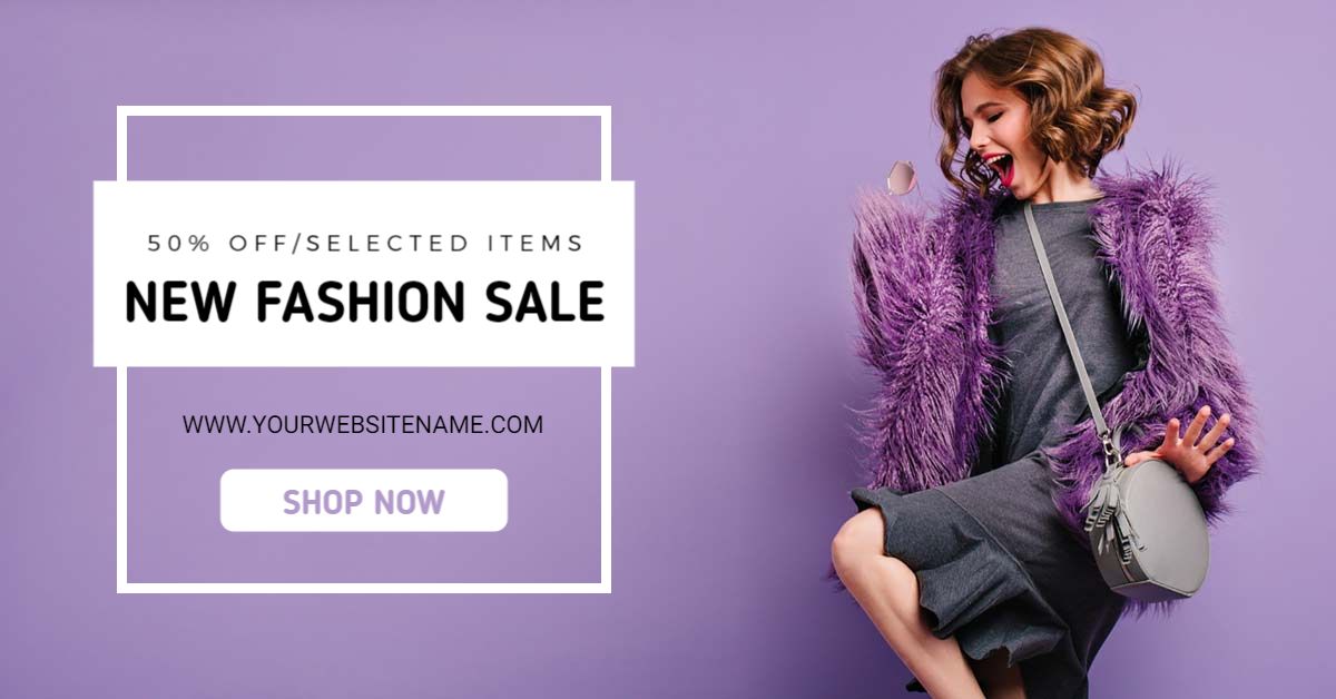 Playful Purple Background with Trendy New Fashion Sale Banner Template