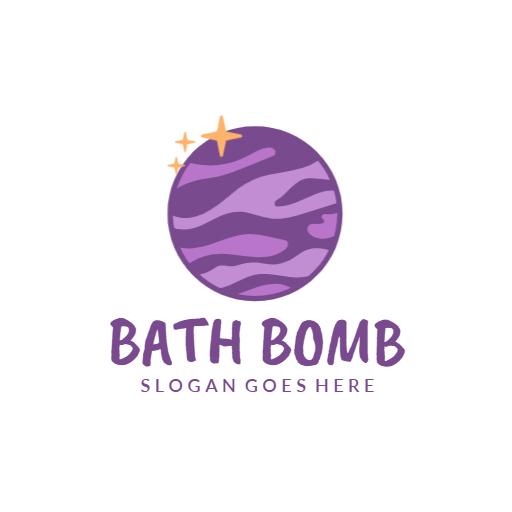 Playful Purple Bath Bomb Design for Relaxing Bathroom Logo Template