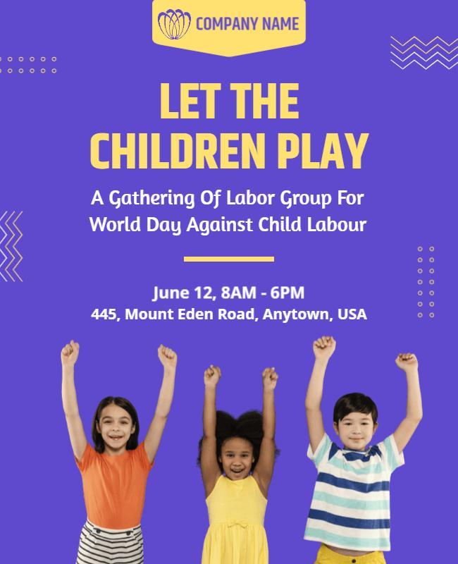 Playful Purple Child Advocacy Event Poster Template