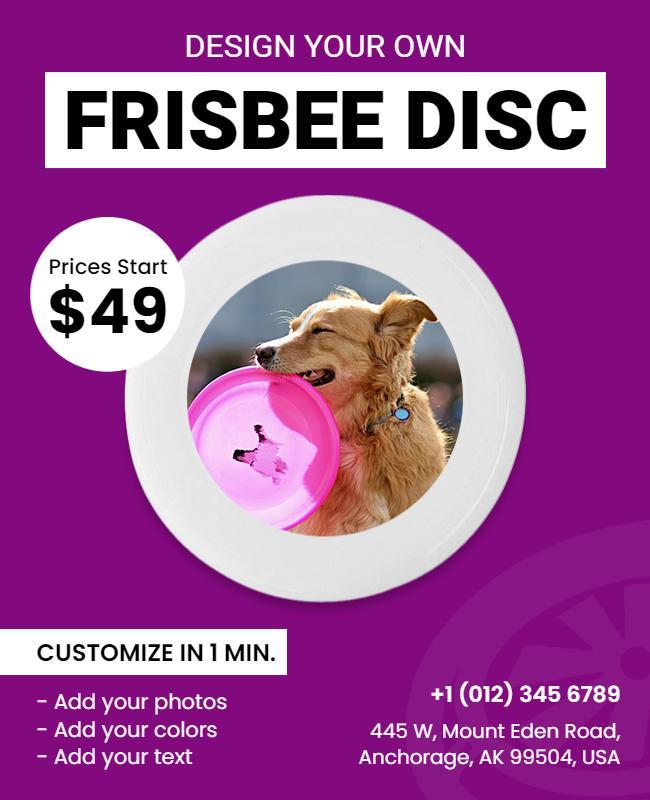 Playful Purple Customizable Frisbee Disc Poster Template