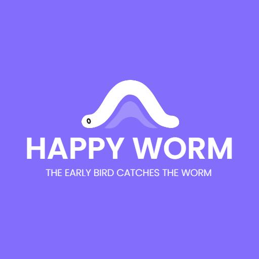 Playful Purple Design Featuring a Happy Worm Character Logo Template