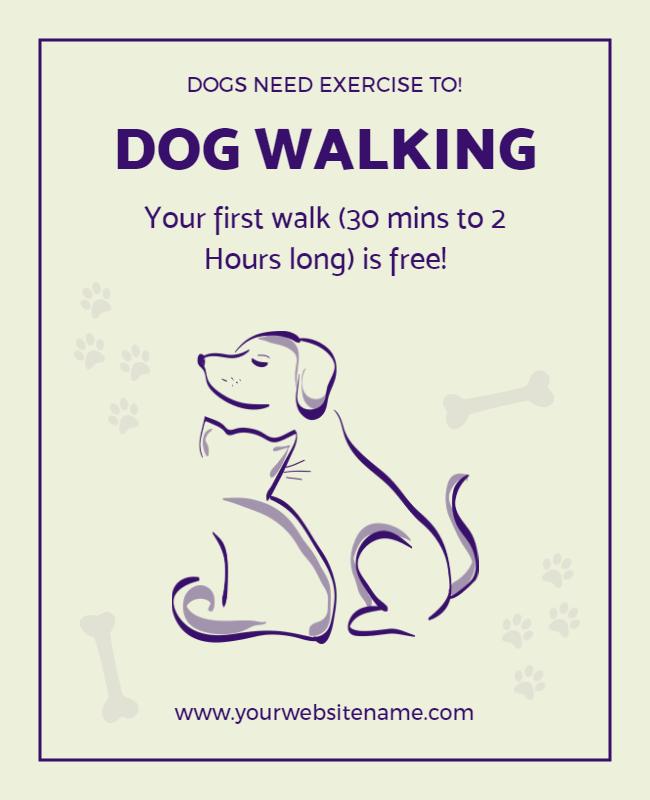 Playful Purple Dog Walking Promotion Poster Template