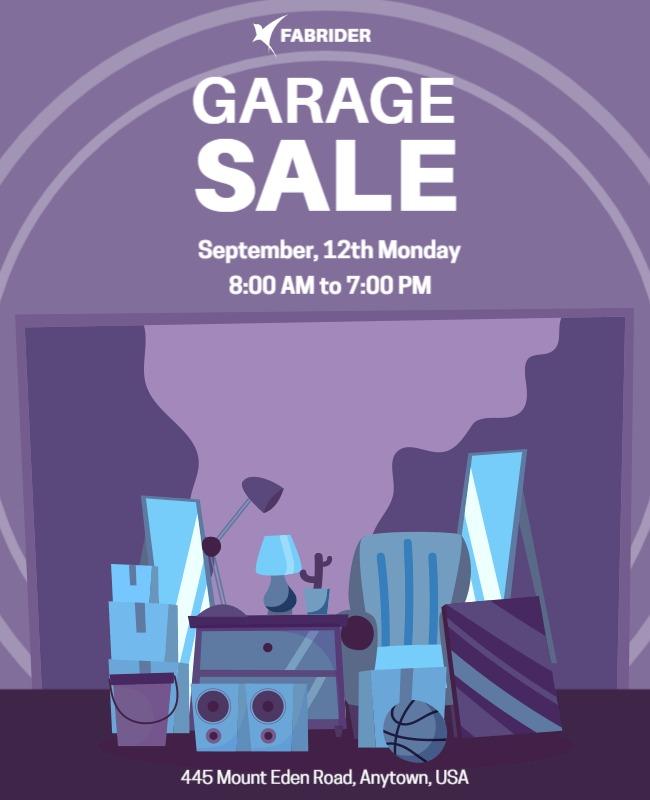 Playful Purple Garage Sale Event Poster Template