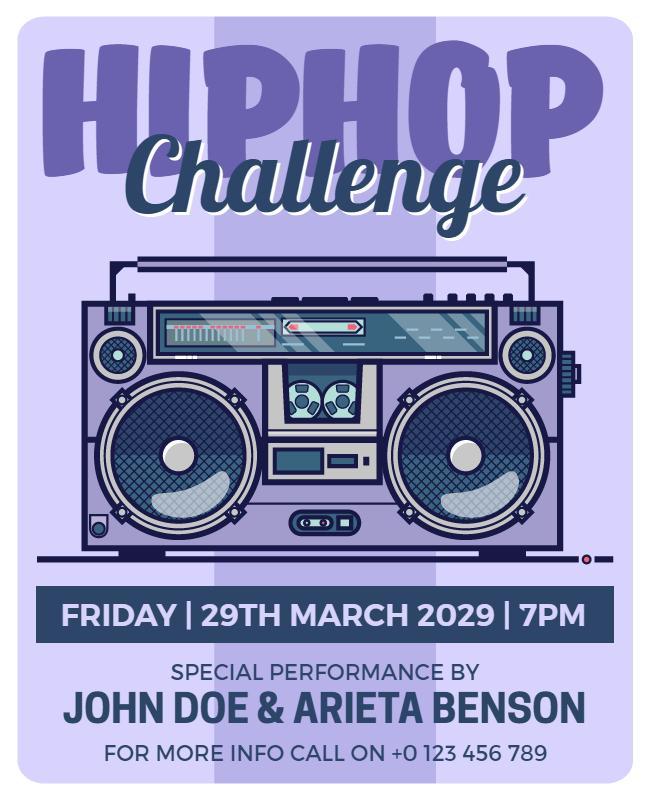 Playful Purple Hip Hop Challenge Event Poster Template
