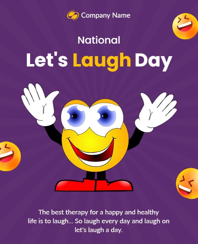 Playful Purple National Laugh Day Celebration Poster Template