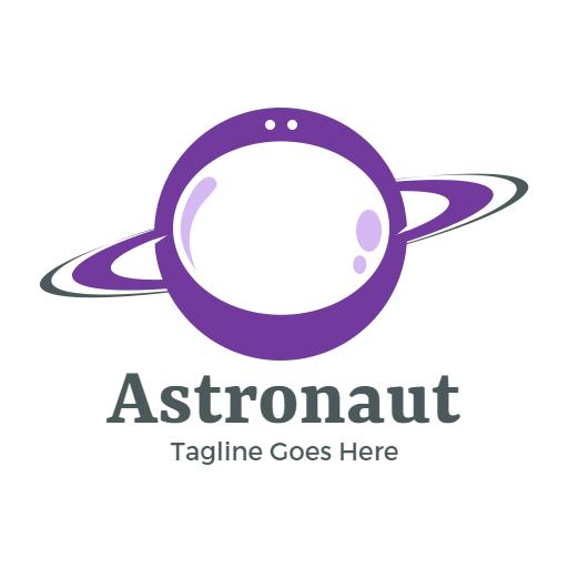 Playful Purple Planet Design Representing Astronaut Adventure Logo Template