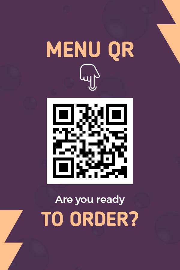 Playful Purple QR Code Menu Ordering Poster Template
