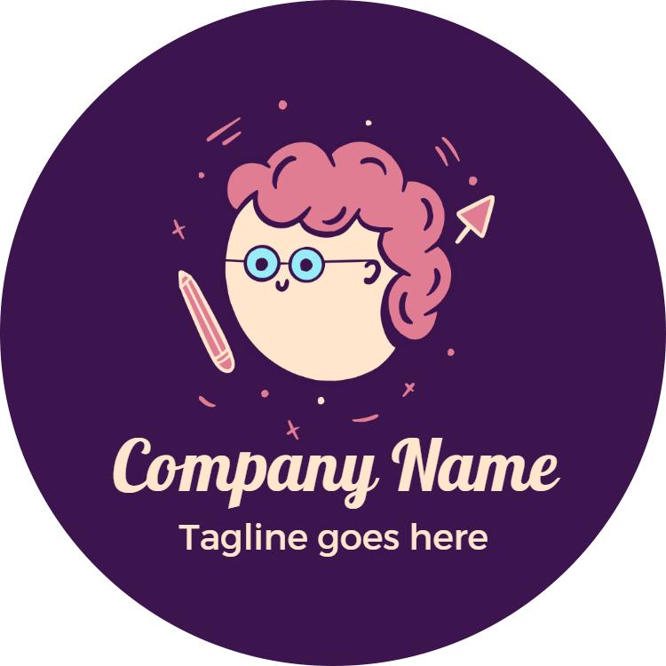 Playful Purple Round Cute Graphic Designer Business Card Template
