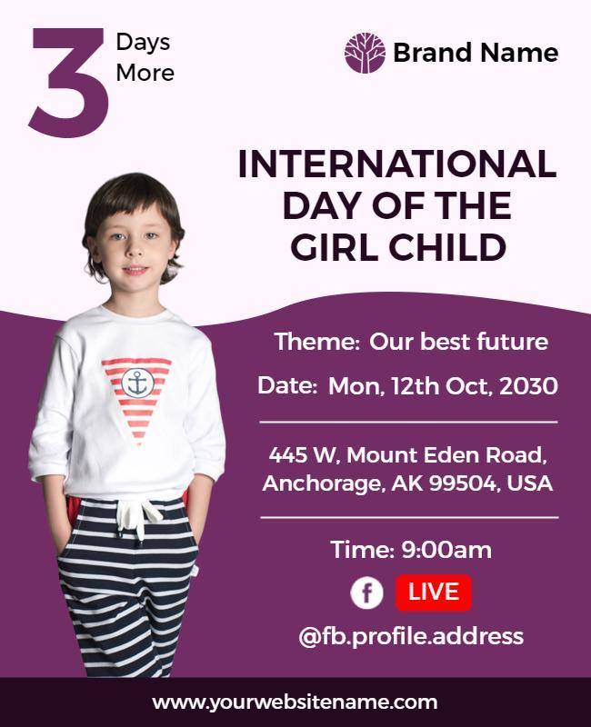 Playful Purple Theme for International Day of the Girl Child Poster Template