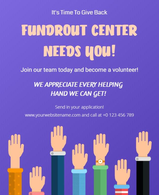 Playful Purple Volunteer Recruitment Poster Template