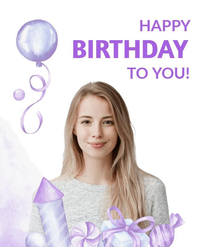 Playful Purple Watercolor Birthday Celebration Poster Template