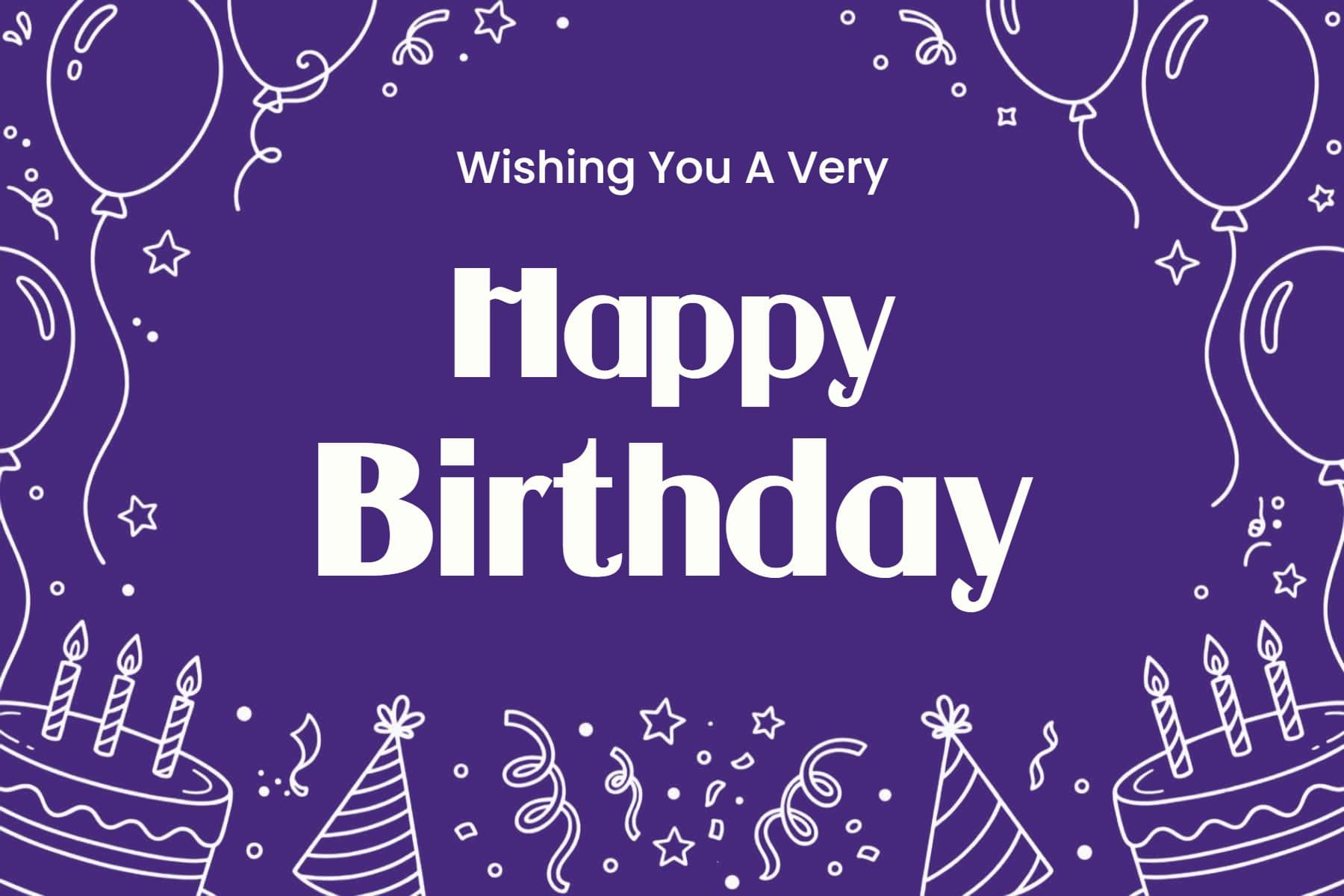Playful Purple Wishing You a Joyful Birthday Postcard Template