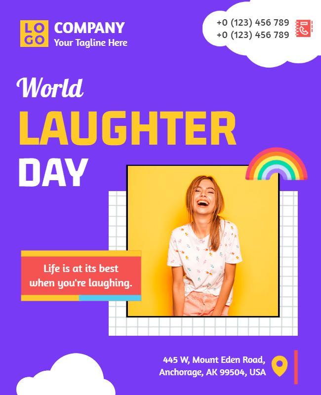 Playful Purple World Laughter Day Celebration Poster Template