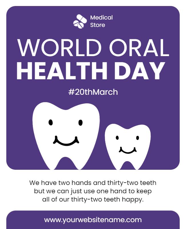 Playful Purple World Oral Health Day Poster Template