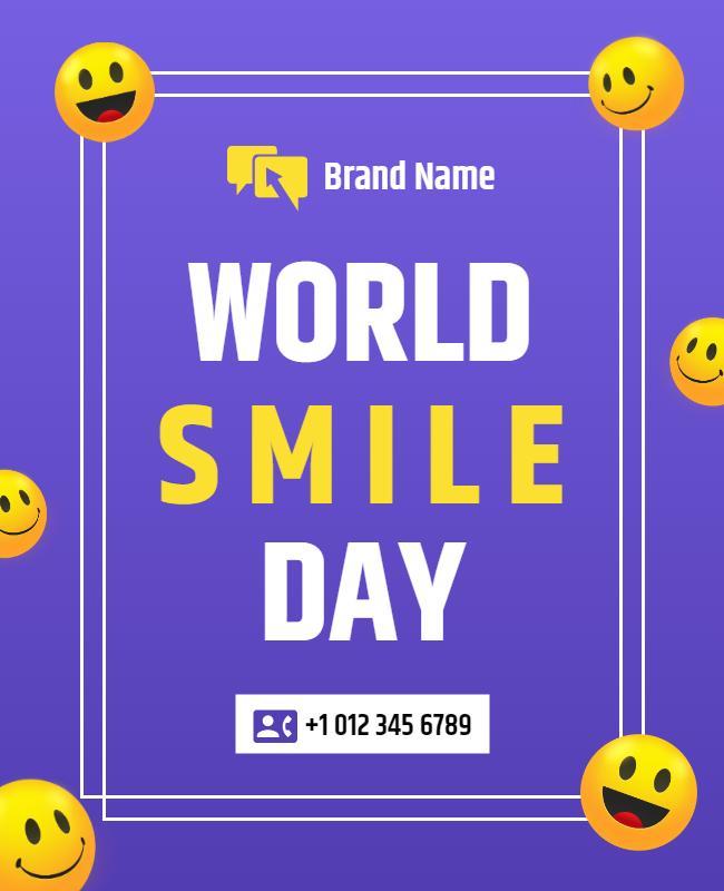 Playful Purple World Smile Day Celebration Poster Template