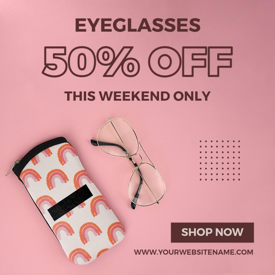 Playful Rainbow Eyeglasses Sale with Weekend Discount Ad Template