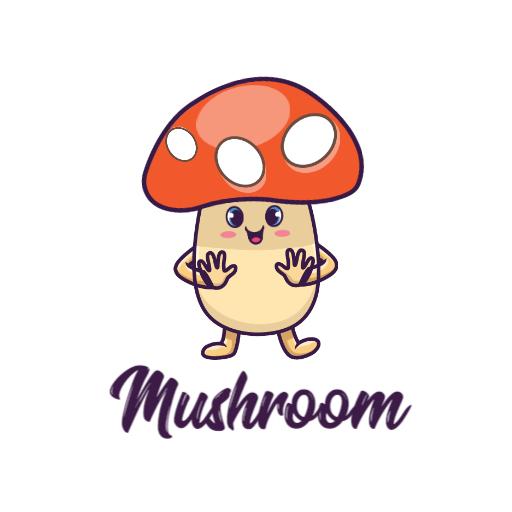 Playful Red and Cream Character Design for Mushroom Logo Template