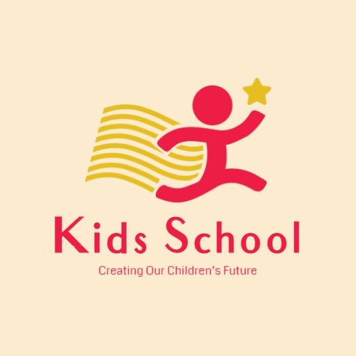 Playful Red Character Running for Kids School Logo Template