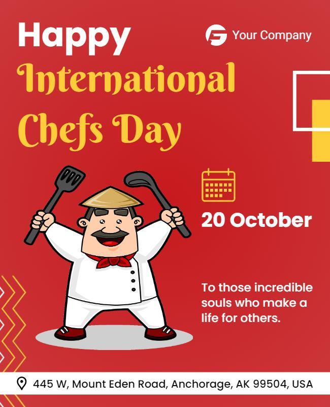 Playful Red International Chefs Day Celebration Poster Template