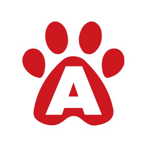 Playful Red Paw Print Featuring the Letter A Alphabet Logo Template