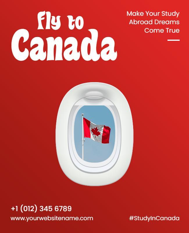 Playful Red Study Abroad to Canada Promotion Poster Template