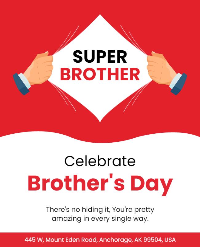 Playful Red Superhero Brother's Day Celebration Poster Template