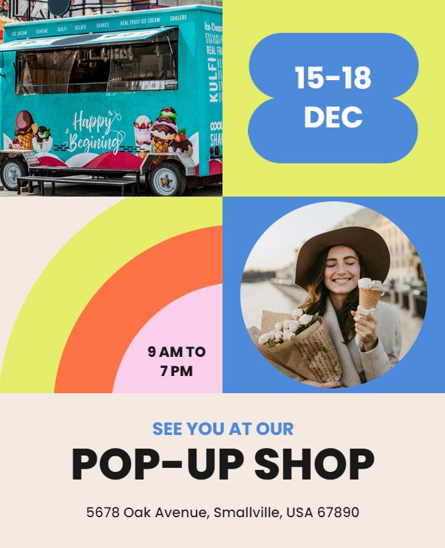 Playful Retro Colorful Pop-Up Shop Event Poster Template