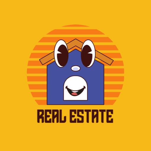 Playful Retro House Design Emphasizing Real Estate Logo Template