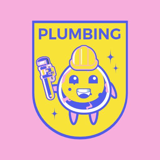 Playful Retro Plumbing Character in Bright Colors Logo Template