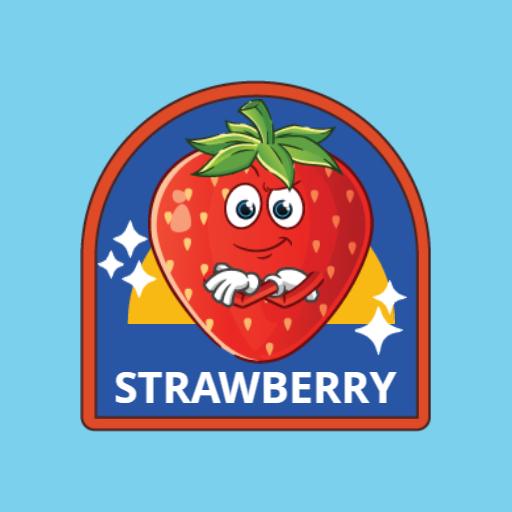 Playful Retro Strawberry Character with Bright Colors Logo Template