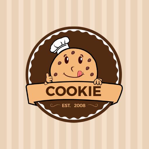 Playful Round Cookie Design Featuring Smiling Chef Logo Template