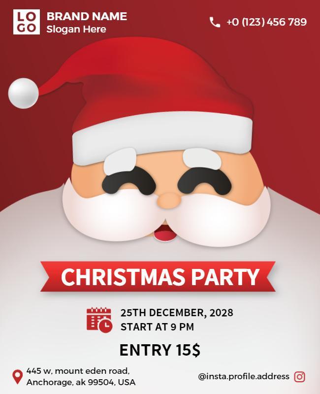 Playful Santa Character Christmas Party Poster Template