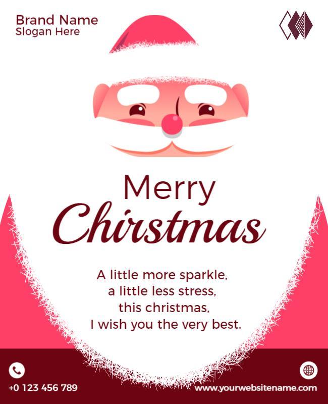 Playful Santa Claus Themed Merry Christmas Greeting Poster Template