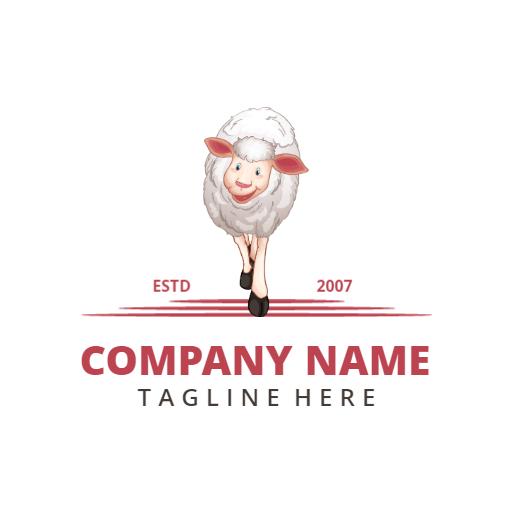 Playful Sheep Character Representing Wool Industry Logo Template
